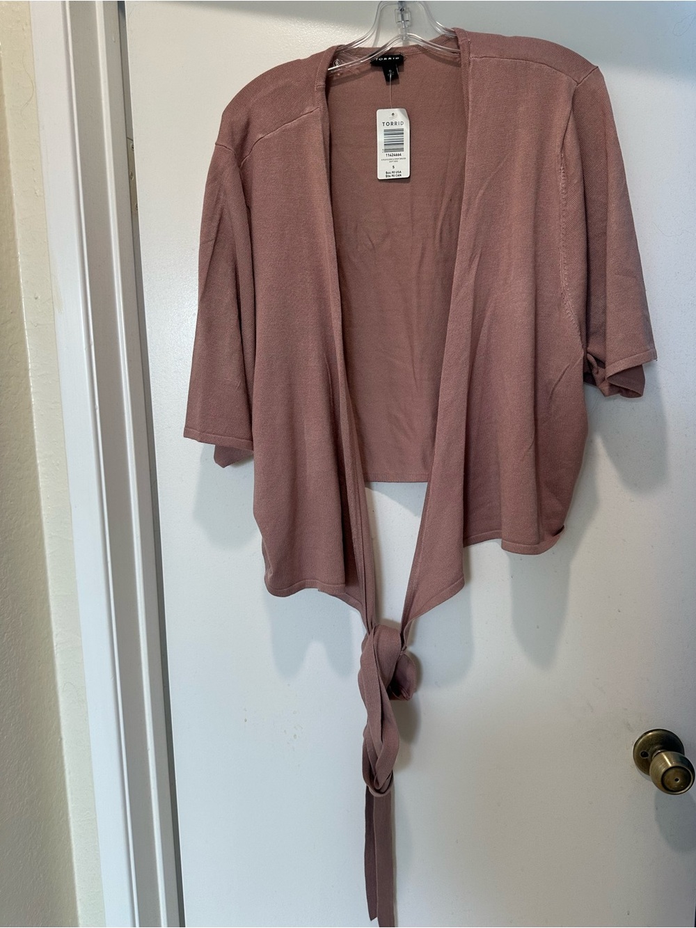 NWT Torrid Mauve Short-Sleeve Tie-Front Wrap Sweater Size 5